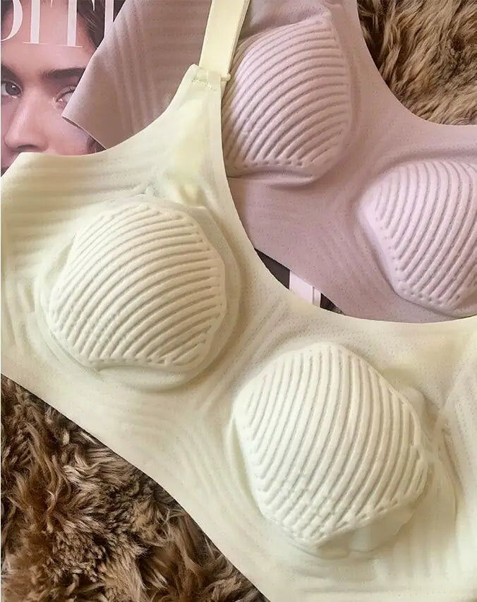 3D non-marking soft lingerie nude cool feeling underwear female large size collect side breasts without steel ring thin bra