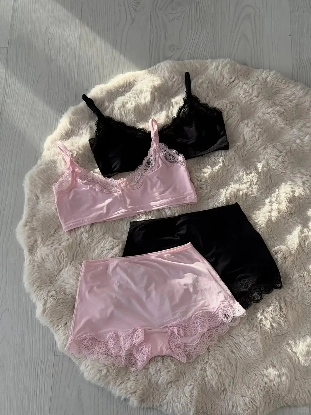 Solid Lace Thin Underwear Sets Women Slim Lift Comfortable Minimalist Without Steel Ring Bra Suit Sweet Y2K Sport Bras and Panty
