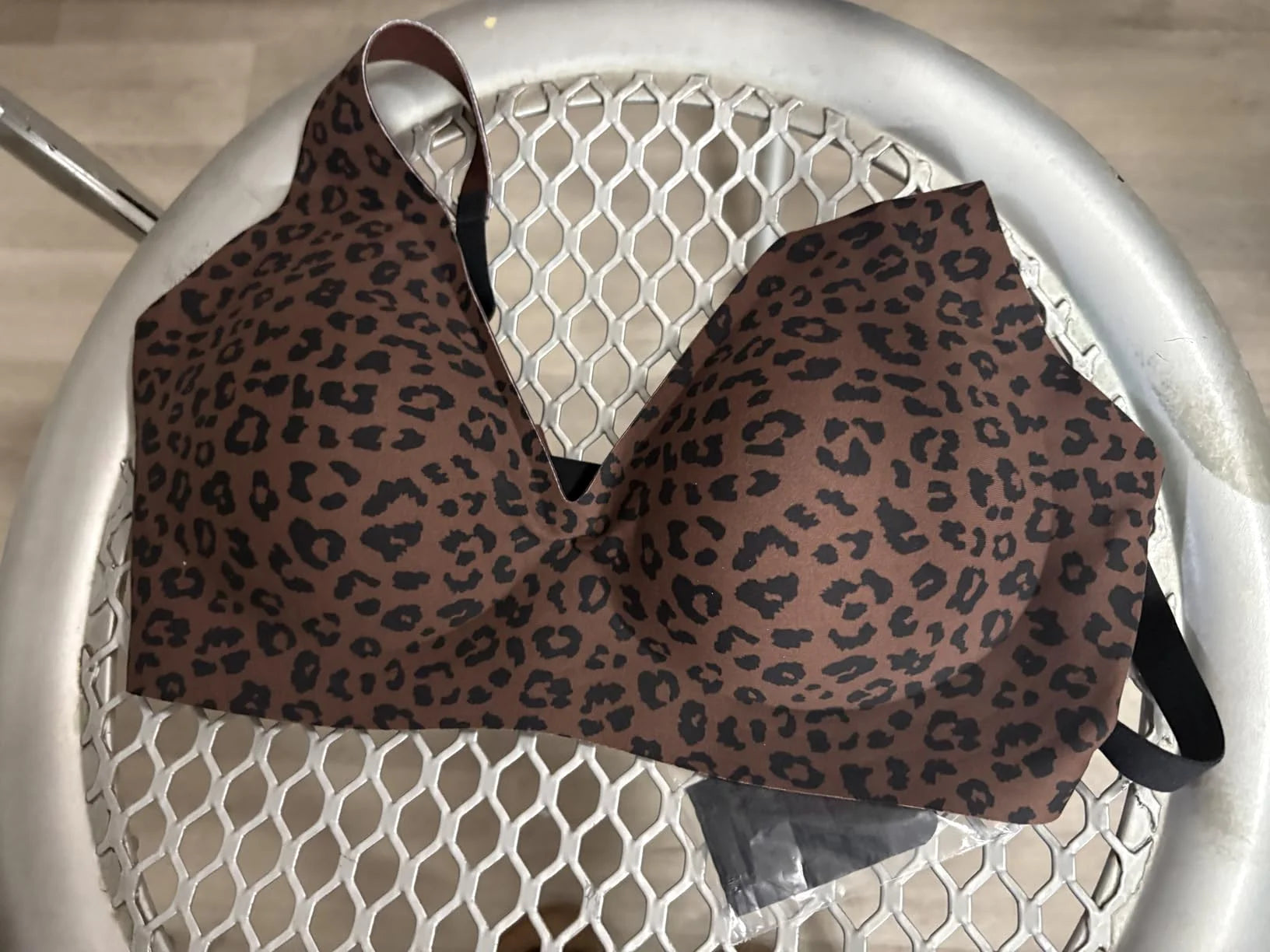 Pink Leopard Deep V Push Up Jelly BrasWireless Supportive Bra No Underwire Comfortable Bras Plunge Seamless Bralette