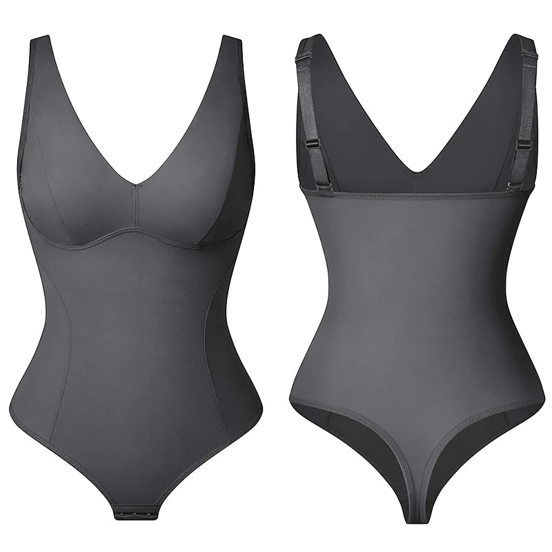 Shapewear Bodysuit Thong Body Shaper for Women Waist Trainer Corset Deep V Neck Slimming Underwear Built-in Bra Camisoles Tops