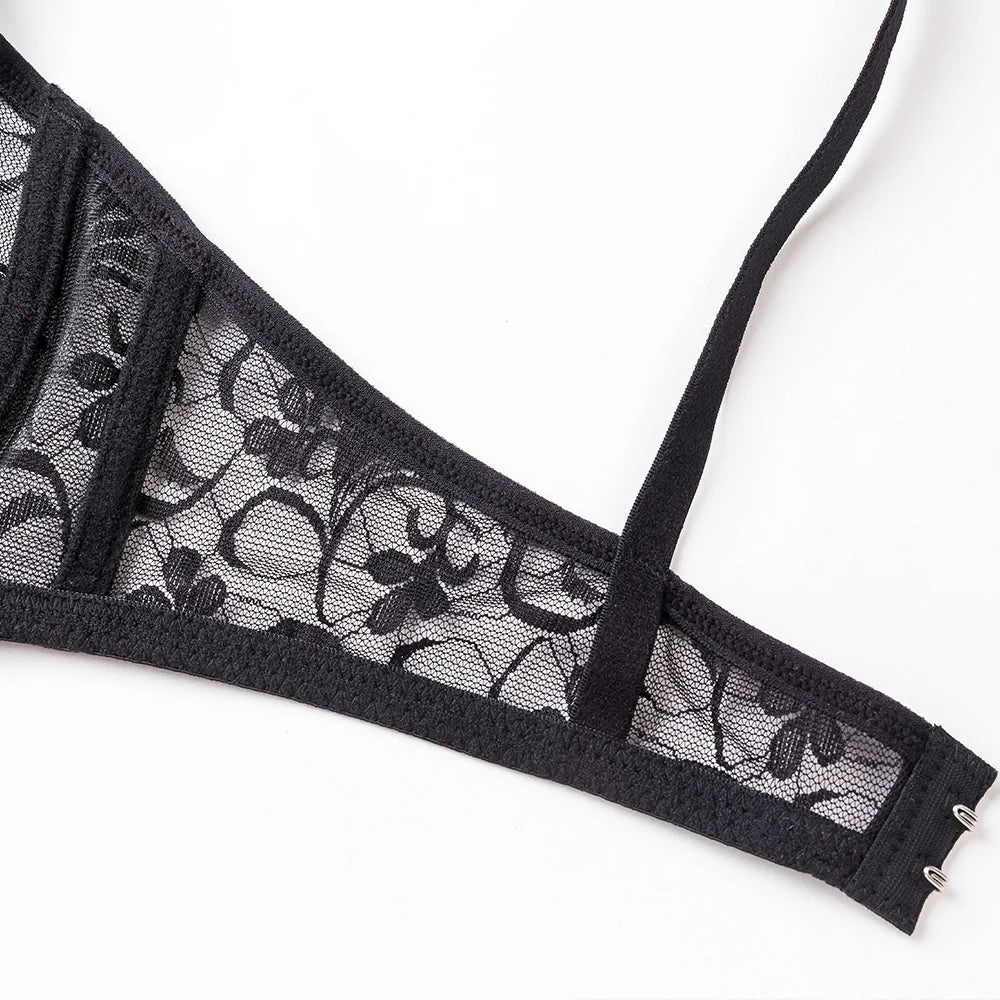 Sexy Womens Bras Unlined Underwire Lace Bra Bralette Unpadded Underwear See Through Lingerie Brassiere BH Top A B C D DD Cup