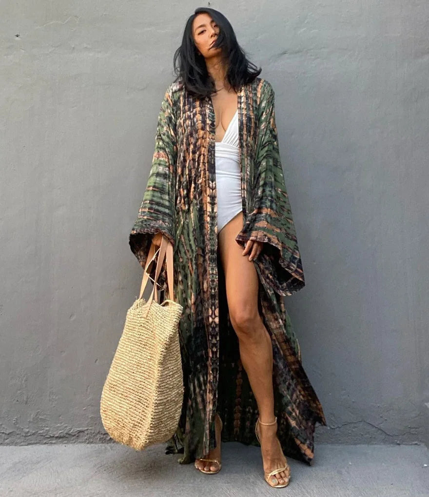 Women's Beach Cover Ups Button Down Sunscreen Bikini Swimwears Vacation Bamboo Maxi Sundress Oversized Bathing Suit Cover Ups
