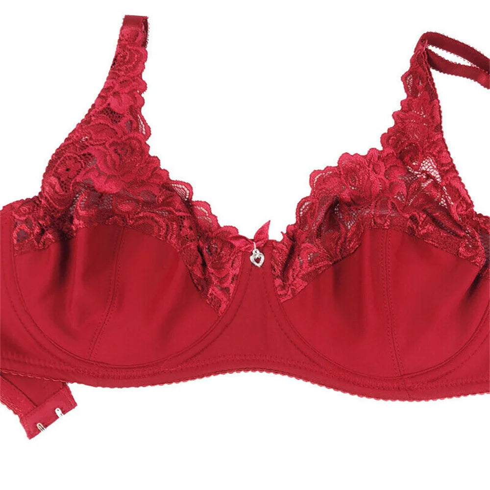 BCHRAYIUP Women's Underwired Non Padded Bra Sexy Sheer Lace Plunge Soft Cups Comfort Bra 34 36 38 40 42 44 B C D E