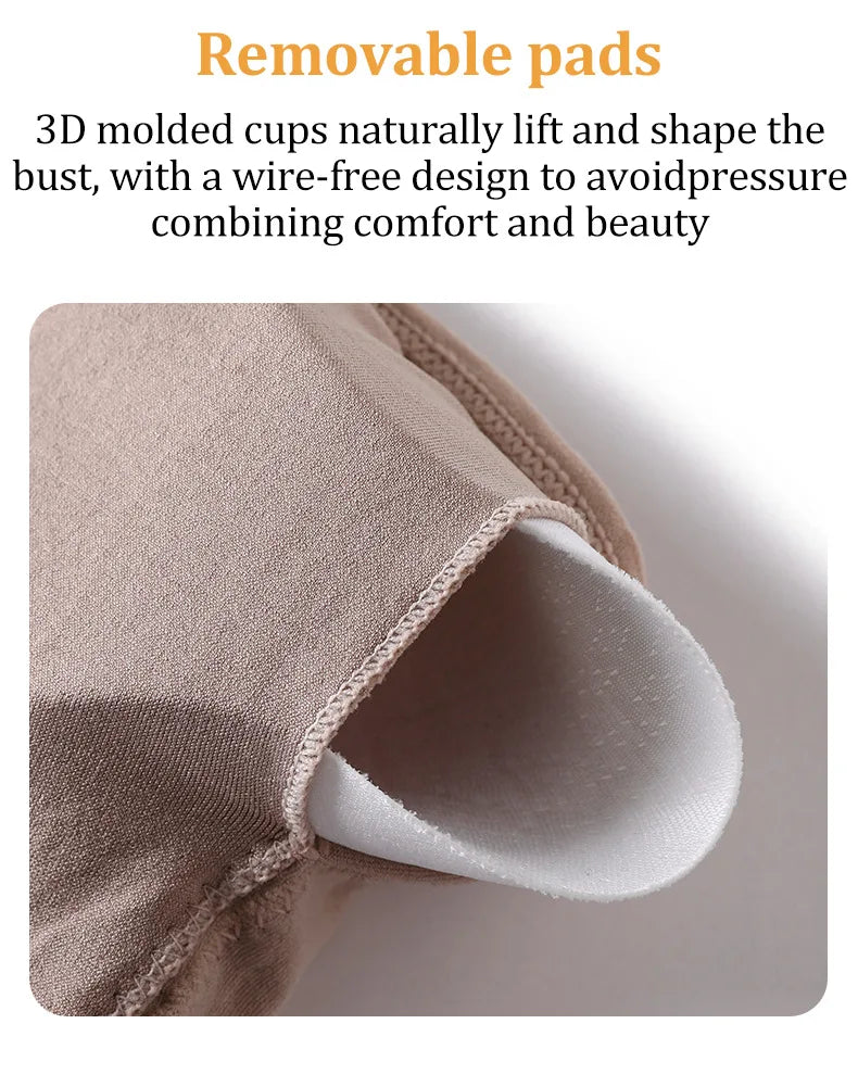 Daily Strapless and Wireless Women's Front Button Bra, Seamless Chest pad Comfortable Push-up Trendy Solid Color Lingerie