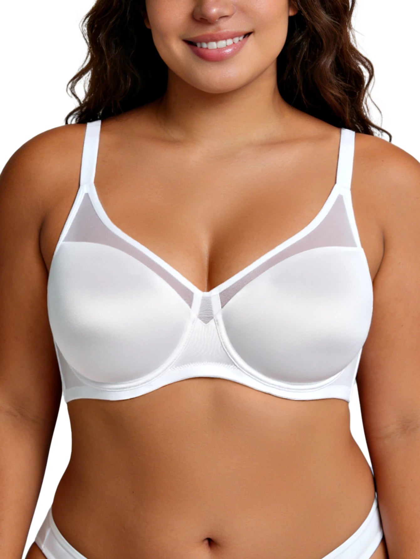 Wingslove Seamless Underwire Full Coverage Bra Unlined Lace Detail Comfort Bra For Women Soft Breathable Push Up Everyday Bra