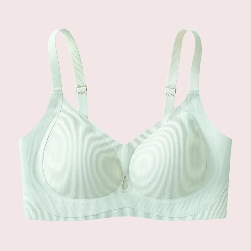 Ribbed Fashion Seamless Bra Without Underwire Skin-Friendly Comfortable Breathable Lift Small Chest Gather Soft Support Bra