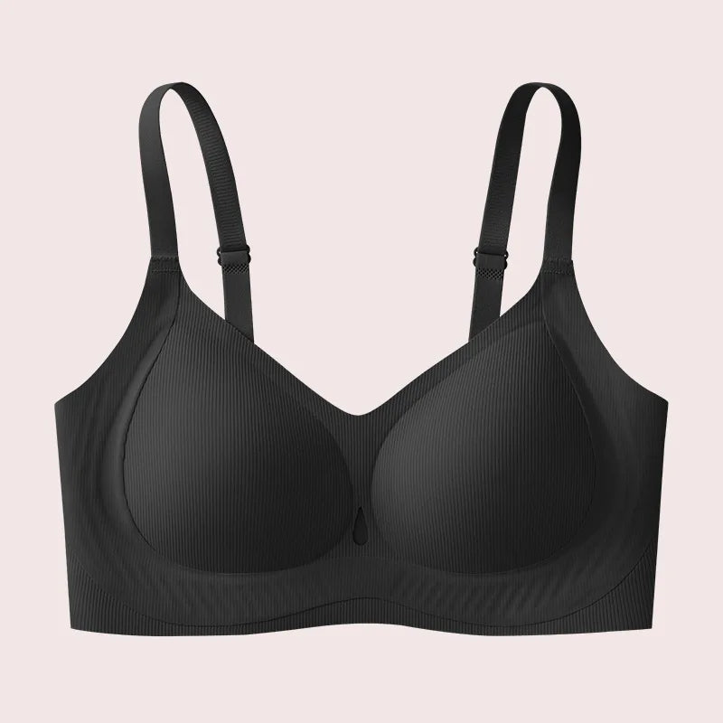 Ribbed Fashion Seamless Bra Without Underwire Skin-Friendly Comfortable Breathable Lift Small Chest Gather Soft Support Bra