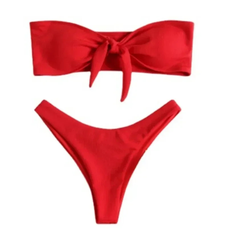 Women's Sexy Tube Top Bow Split Bikini Swimsuit Swim Trunks Swimming Suit for Women Swimming Suit for Women Micro Bikini