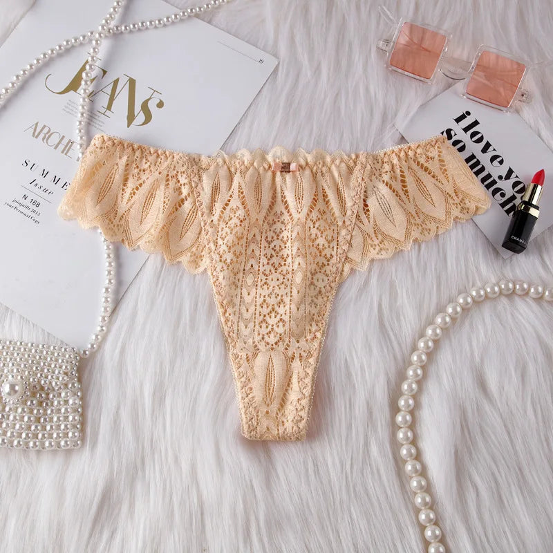 Women's Sexy String Panties Lace Thongs Lingerie Intimates Woman T-back Soft T-panties Designed Tangas Mujer