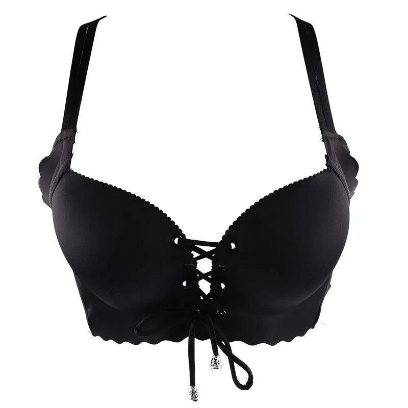 Sexy Push Up Bra Extra Padded for Women, Adjustable Drawstring for Small Bust, No Underwire Comfort Bras with Fashion Back Desig