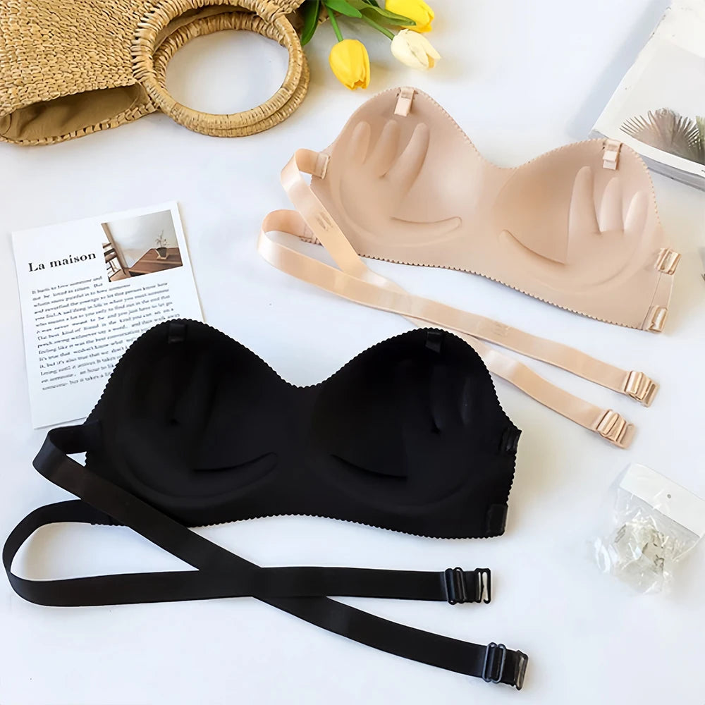 Strapless Bras For Women Wirefree Non Slip Tube Top Invisible Bralette Seamless Padded Bandeau Bra For Backless Dress