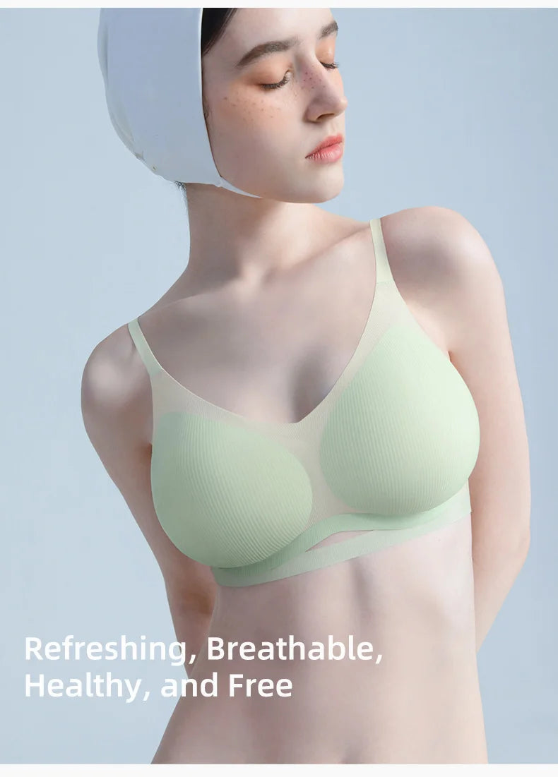 SUJIIN Push Up Bras for Women Summer Wireless Bralette Female Seamless Padded Small Chest Smoothing Mint Cooling Sexy Bra MX211