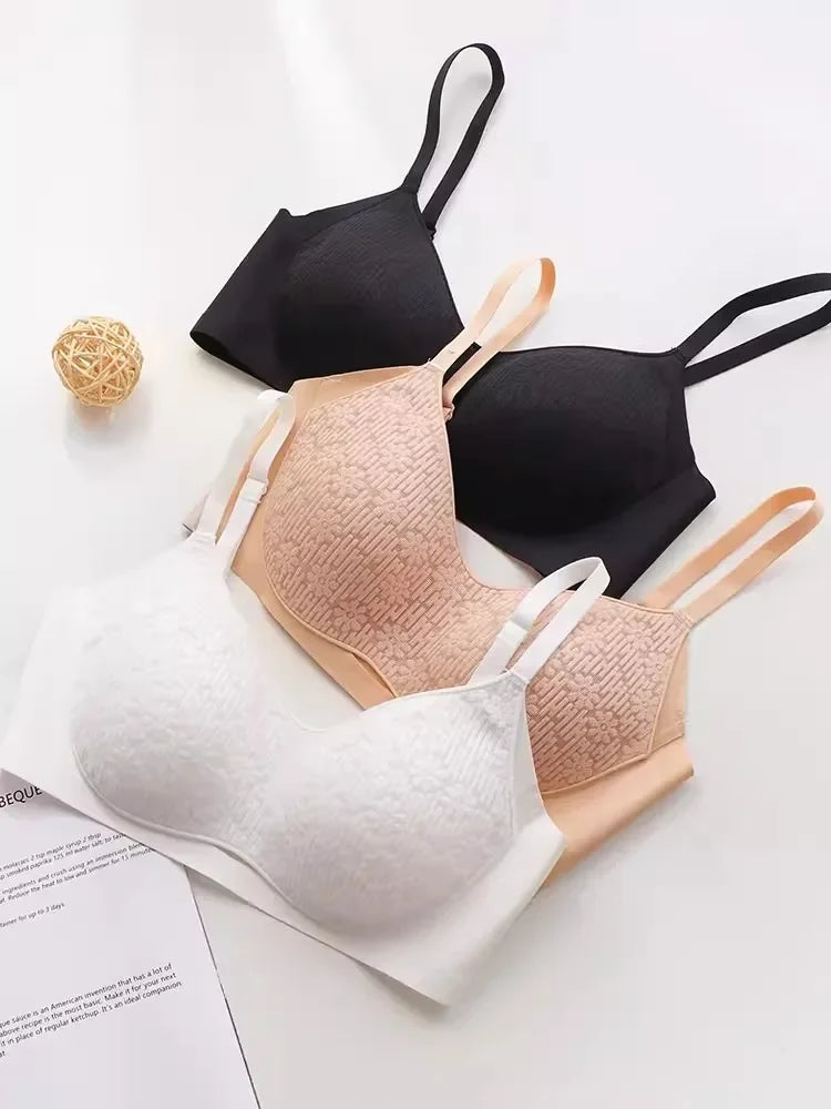 Bra Full Cup Japanese Lace Ultra Thin Wirefree Minimiser Seamless Slimming Large Chest Comfort Lift Nude Skin Tone Everyday S-XL