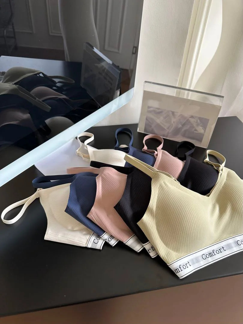 1 Piece, All-Season High-Quality Fashionable Sports Bra with Adjustable Thin Straps, Large U-Shaped Back, Seamless, Wireless, Lightweight, Skin-Friendly, Soft, Breathable, Comfortable, Supportive, Ribbed Fabric with Lettered