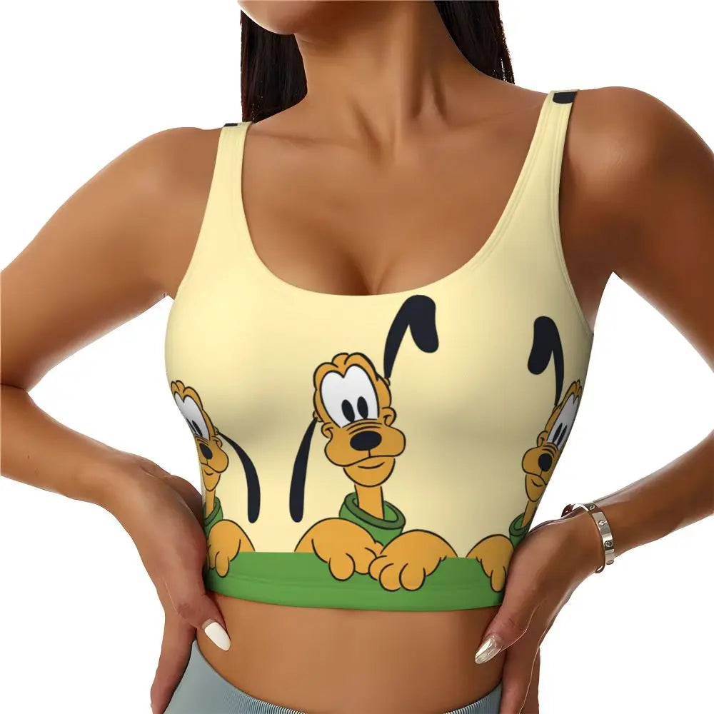 Custom Pluto Anime Manga High Impact Sports Bras for Women Classic Seamless Workout Yoga Crop Tank Tops