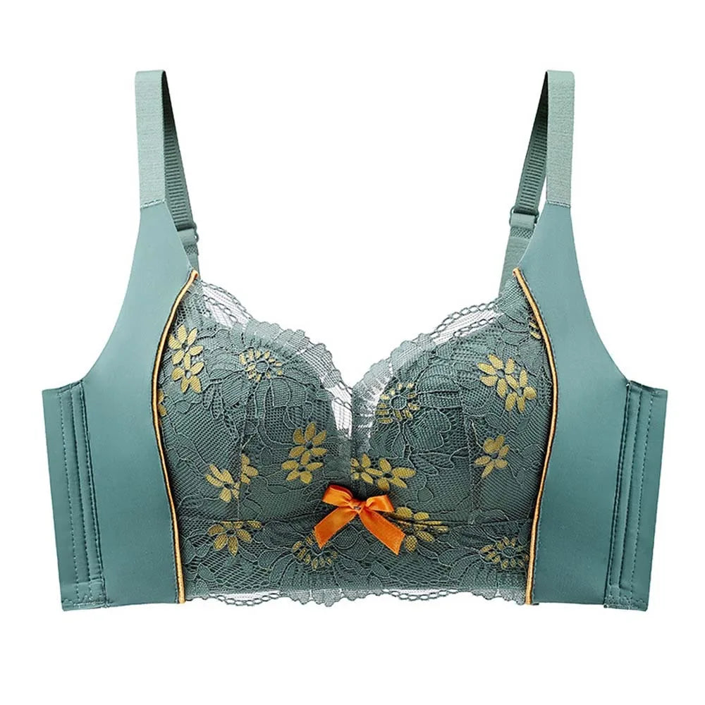 Gathered Breasts Wireless Deep V Bra Shockproof Close-fitting Brassiere for Women Anti-sagging Lingerie Seamless Lace Bras Girls