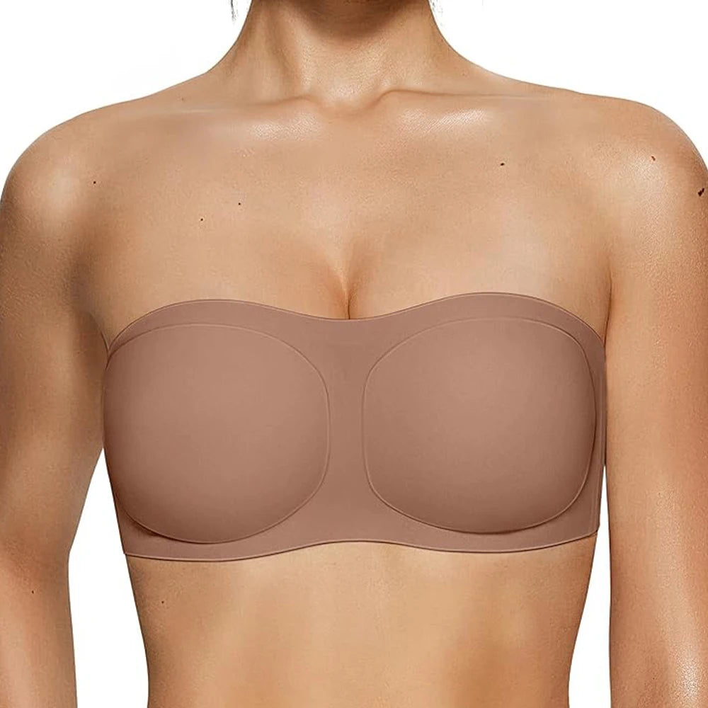 Strapless Bras For Women No-Slip Bandeau Push Up Wireless Bralette Comfy Seamless No Underwire Padded Jelly Tube Top Bra