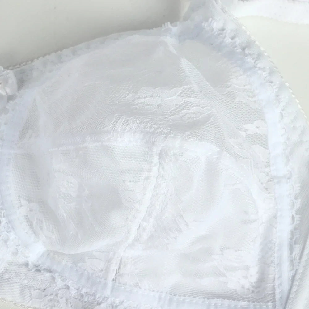 Women's Plus Size Bra Floral Lace Full Coverage Sexy No Steel Ring Bra Wrap Chest Sleeping Underwear Seamless Bras For Woman