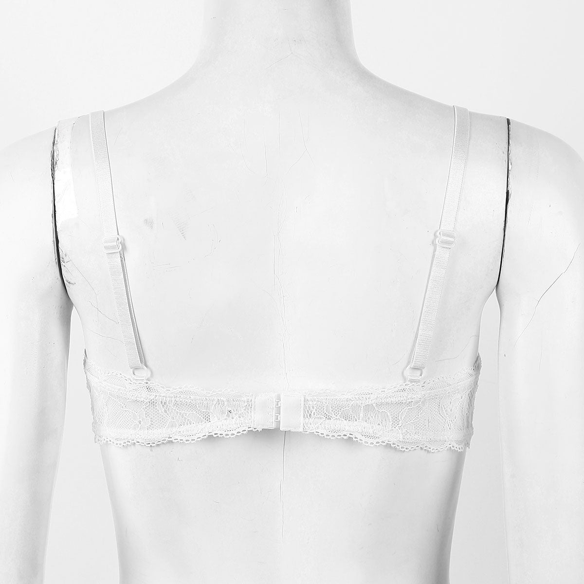 Womens Sexy Lace 1/4 Cups Unlined Bra See Through Mesh Push Up Underwired Brassiere Non Padded Balconette Bras Lingerie Tops