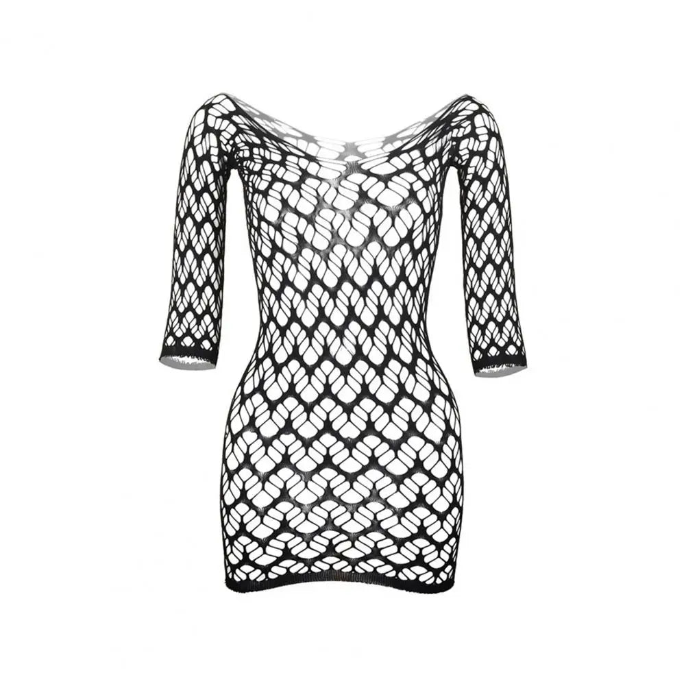 Women Swim Cover-up Swimsuit Cover Up Sexy Hollow Out Beach Cover-up Dress for Women Slim Fit V Neck Backless Bikini Mini Dress
