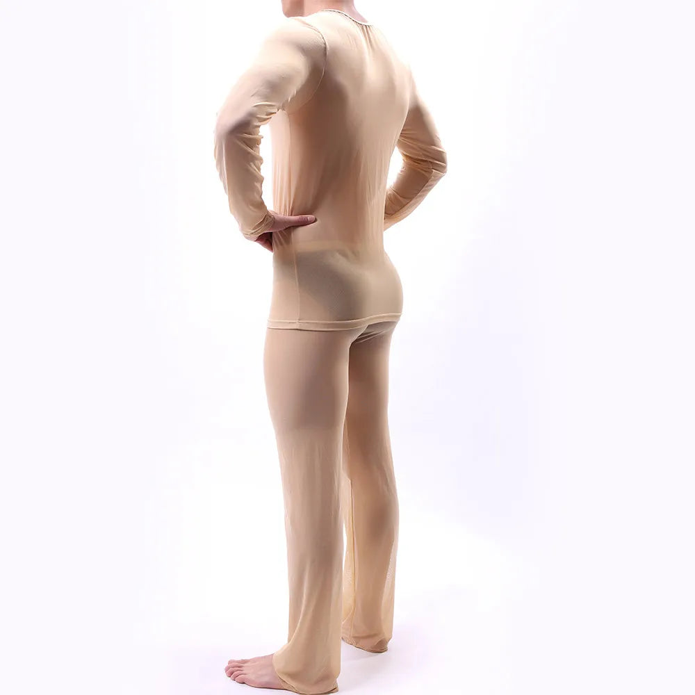 Men's Mesh Pajama Set - Breathable Quick-Dry Soft Loungewear, Comfortable Sleepwear for Daily Relaxation & Casual Wear