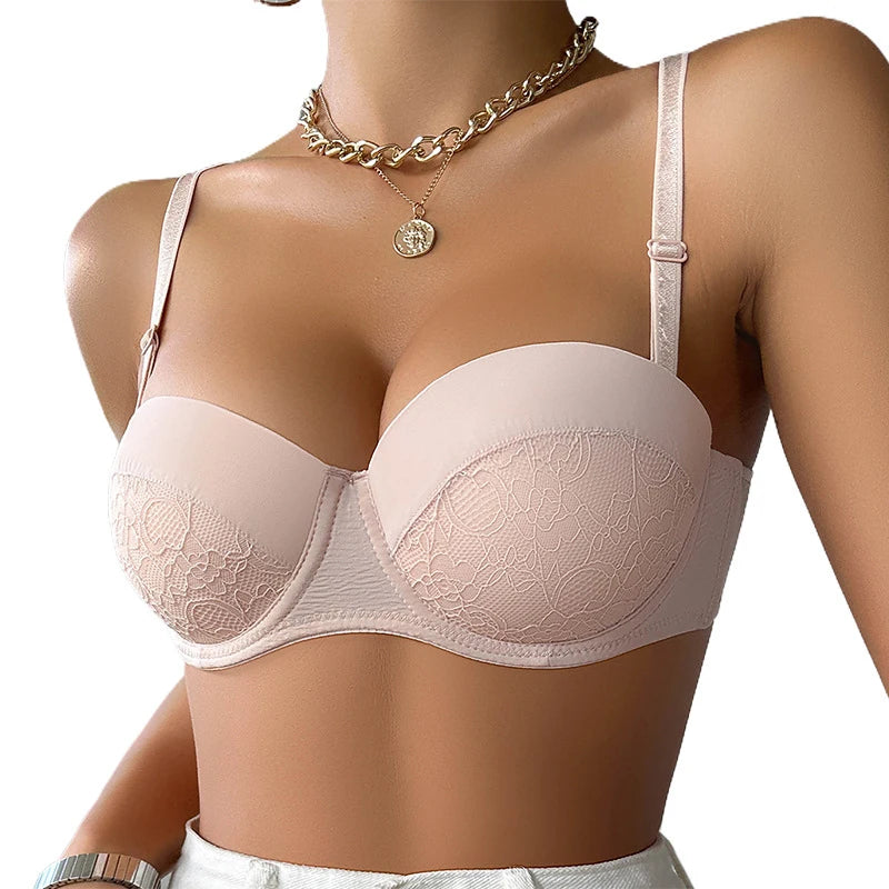 European and American  push-up lingerie for girls with large busts, supports and corrects side breasts, adjustable lace bra