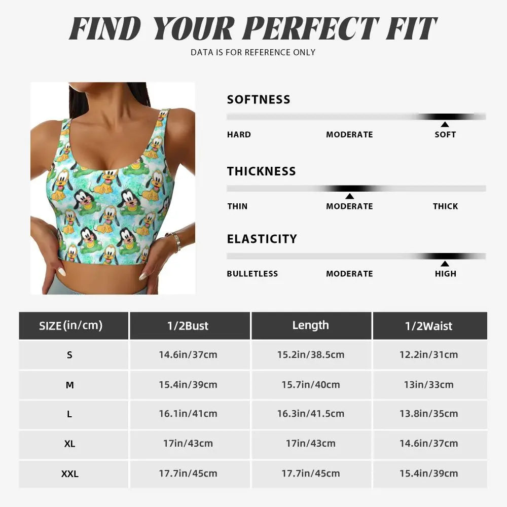 Custom Goofy Cartoons High Impact Sports Bras for Women Mangas Seamless Workout Running Crop Tank Tops