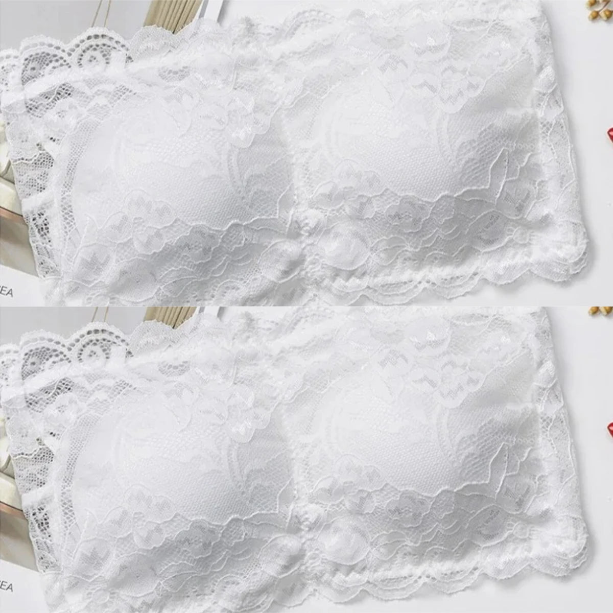 Lace Invisible Strapless Bras Women'S Solid Wrapped Chest Sexy Tube Top Underwear Female Beautiful Tank Top Seamless Crop Top