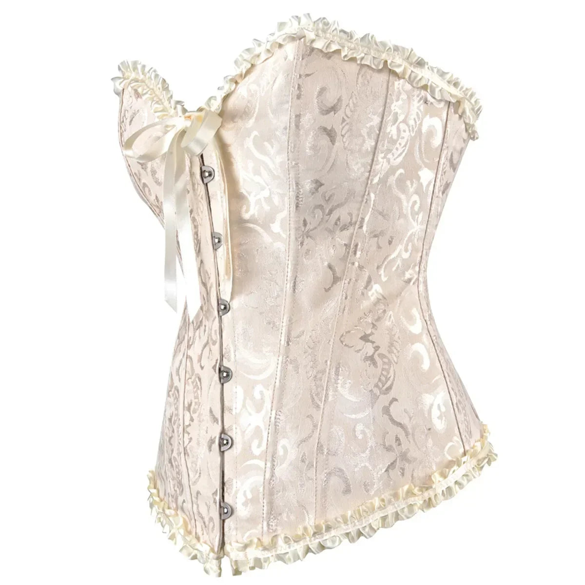 Women Sexy Overbust Corset Korset Basques Floral Lace Top Bustier Jacquard Lingerie Corselet