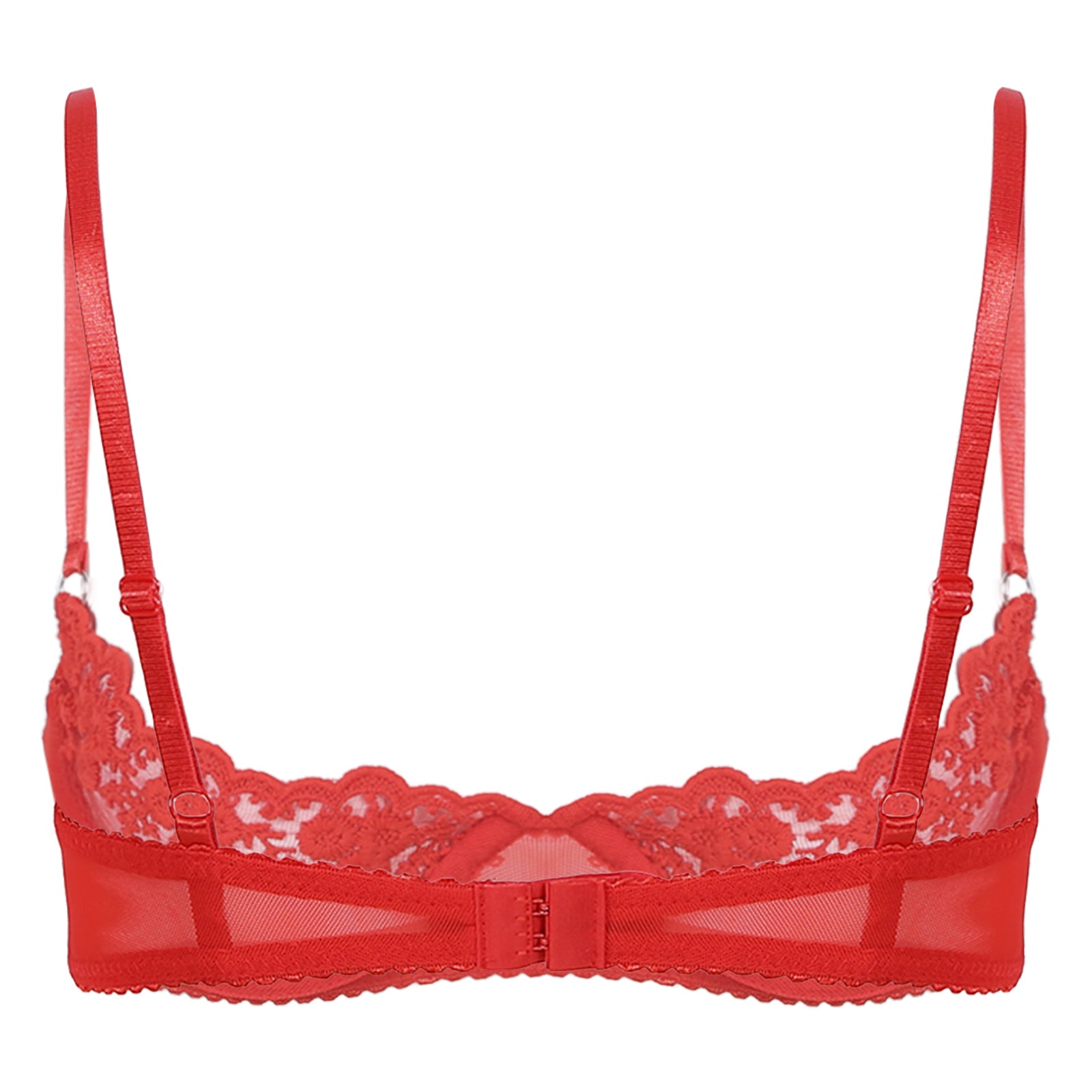 Sexy Womens Sheer Floral Lace Underwired Bra Underwear Unlined Brassiere Lingerie Bare Breast Exposed Open Nipples Bra Tops