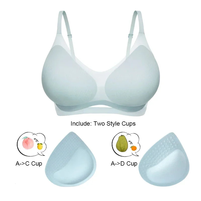 SUJIIN Push Up Bras for Women Summer Wireless Bralette Female Seamless Padded Small Chest Smoothing Mint Cooling Sexy Bra MX211