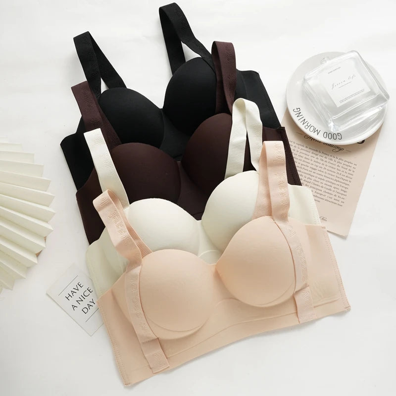 Women's Seamless Push Up Bras Lift Bra Wide Strap Bra Big Size Anti Sagging Side Underwear Female Soft Support Bra