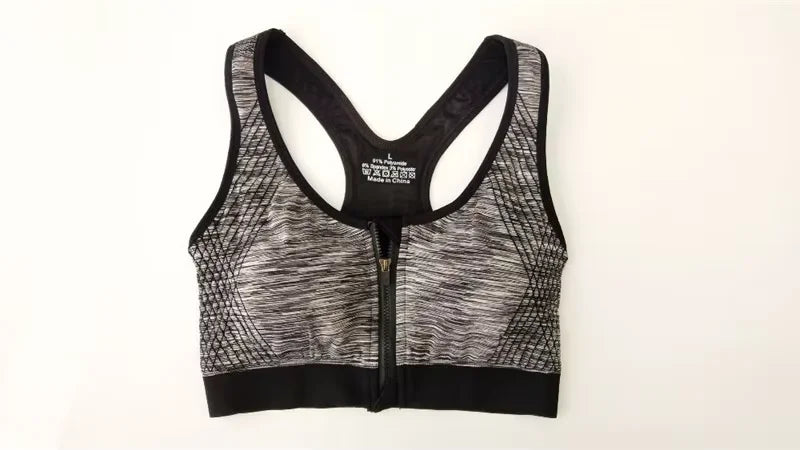 Women Sports Bra Front Zipper Sports Bra Breathable Shock-proof Underwear High Impact Yoga Bra Running Fitness Workout Tank Tops