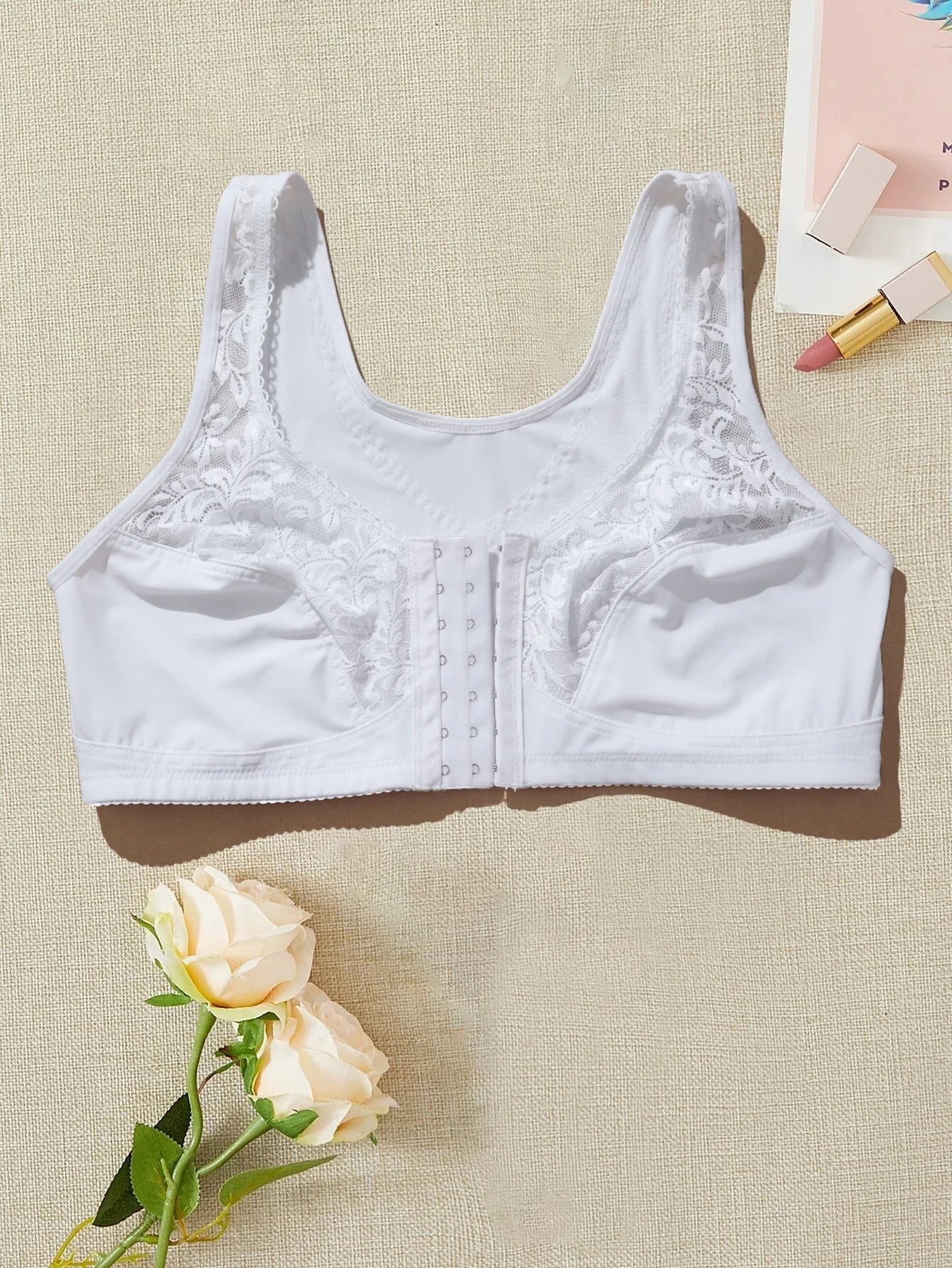 7 Hooks Front Closure Unlined Thin Comfort Bra Plain Floral Undewear Full Cup Minimizer Wireless Lingerie 0XL-5XL