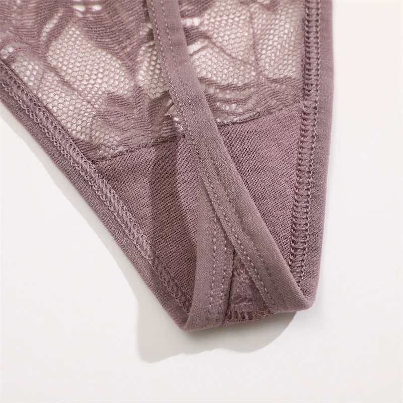 Sexy  Panties 3 PCS/Set Lace G-String Thongs Low Rise Underwear New Perspective Thongs Transparent Floral Breathable Lingerie