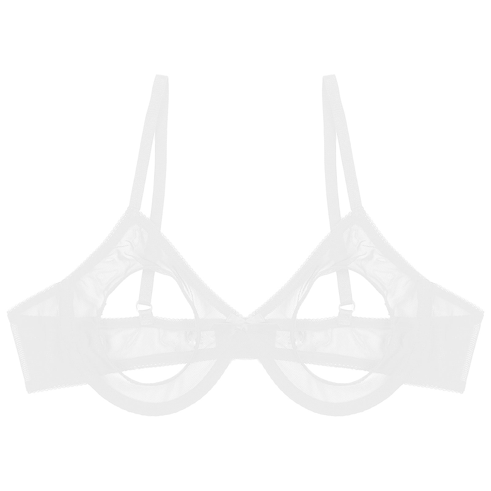 Women's Sheer Mesh Hollow Out Open Nipples Underwired Bra Tops Unlined Bralette Sexy Brassiere Balconette Underwear