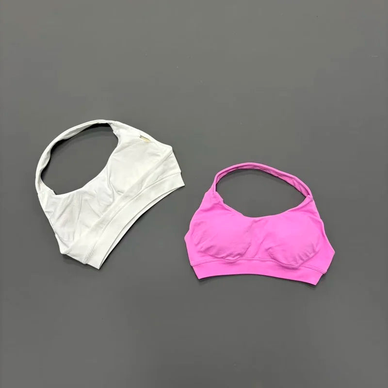 Sports Bra Women Halter Neck Open Back Seamless Yoga Bras Breathable Elastic Top Gym Running Workout Fitness Sports Bras