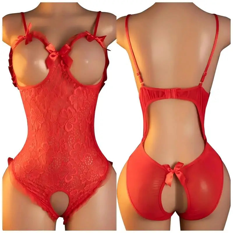 Hot Erotic Lingerie Set For Women Lace Nightgowns Dress Sexy Costumes Open Crotch Pajamas Sets See Through Transparent Bodysuits