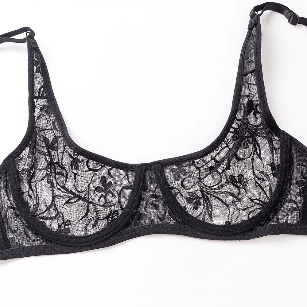 Sexy Womens Bras Unlined Underwire Lace Bra Bralette Unpadded Underwear See Through Lingerie Brassiere BH Top A B C D DD Cup