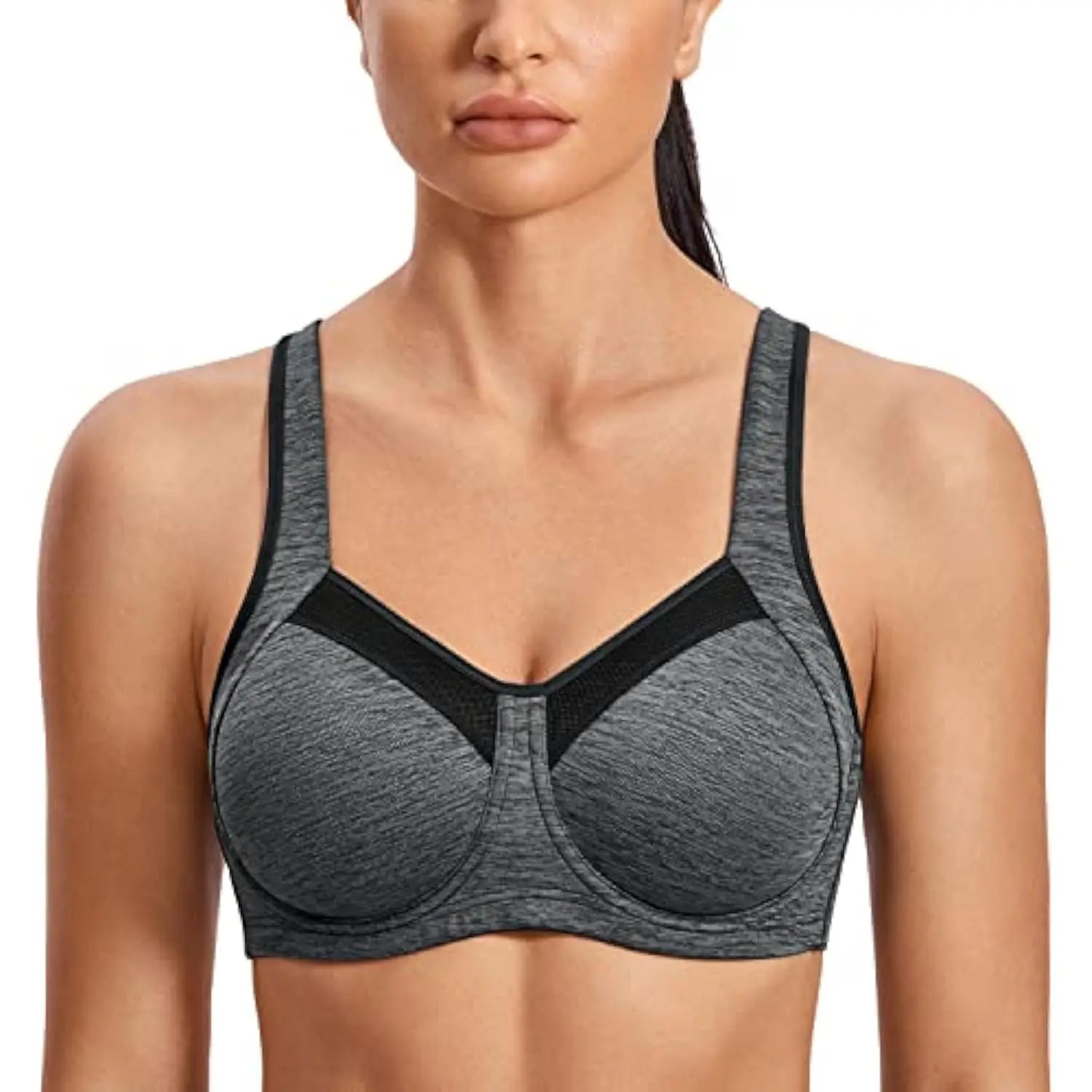 High Impact Sports Bras for Women High Support Unlined Underwire Racerback No Uniboob Workout Bra