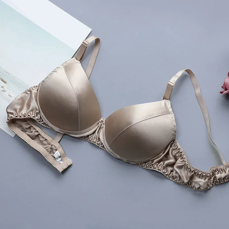 Comfortable Double Sided Silk Bra Without Steel Rims for Women B Cup Thin Oversized Wireless Bra  Soft Comfort Lingerie