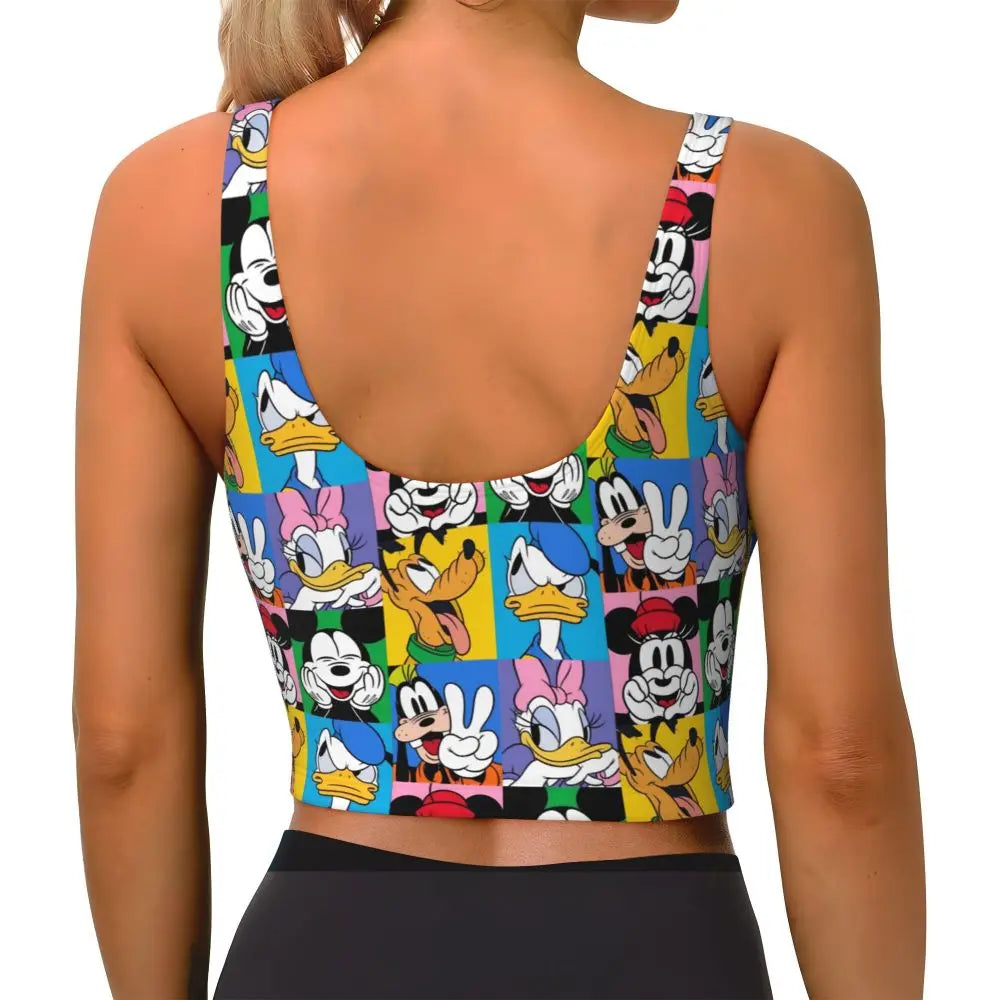 Custom Goofy Cartoons High Impact Sports Bras for Women Mangas Seamless Workout Running Crop Tank Tops