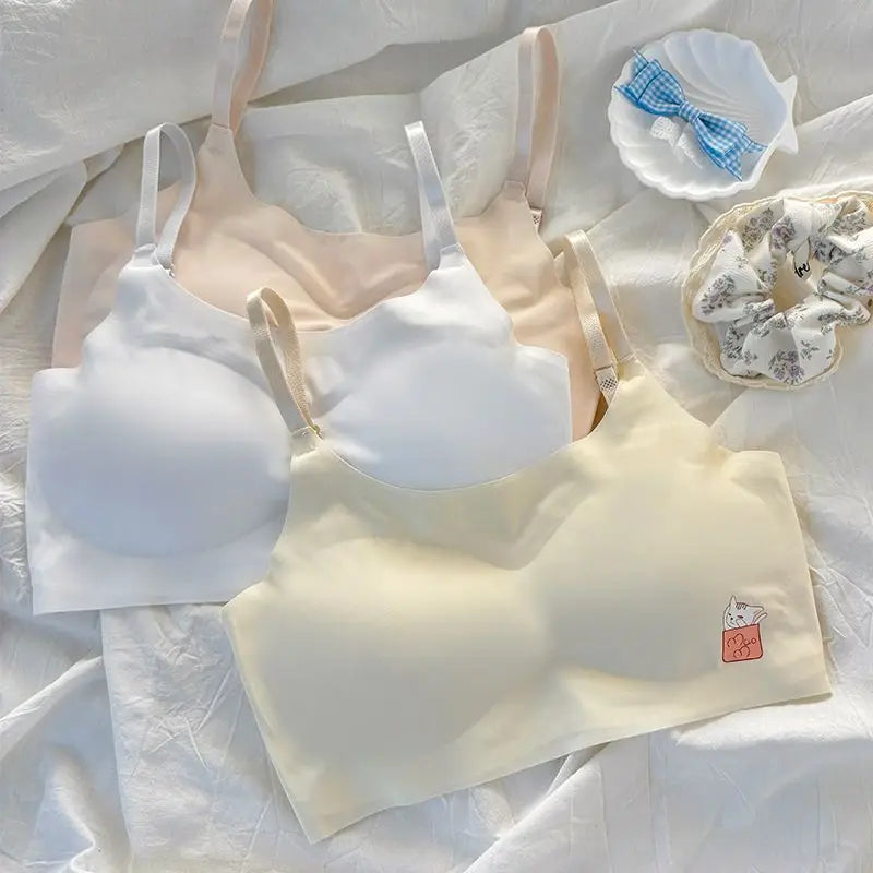 2pcs Bras Women Soft Skin Friendly Ice Silk Sports Yoga Bra Without Steel Ring Comfortable Breathable Support Girls Bra Vest