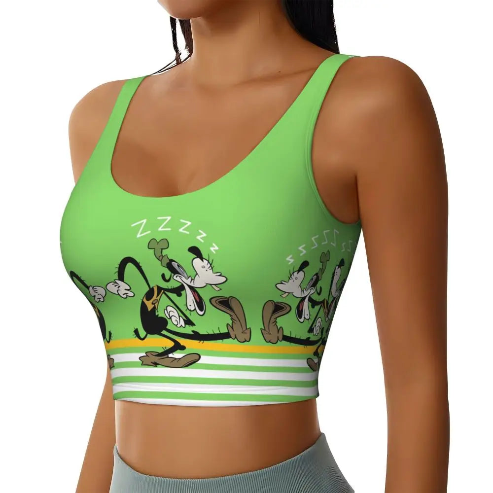 Custom Goofy Cartoons High Impact Sports Bras for Women Mangas Seamless Workout Running Crop Tank Tops