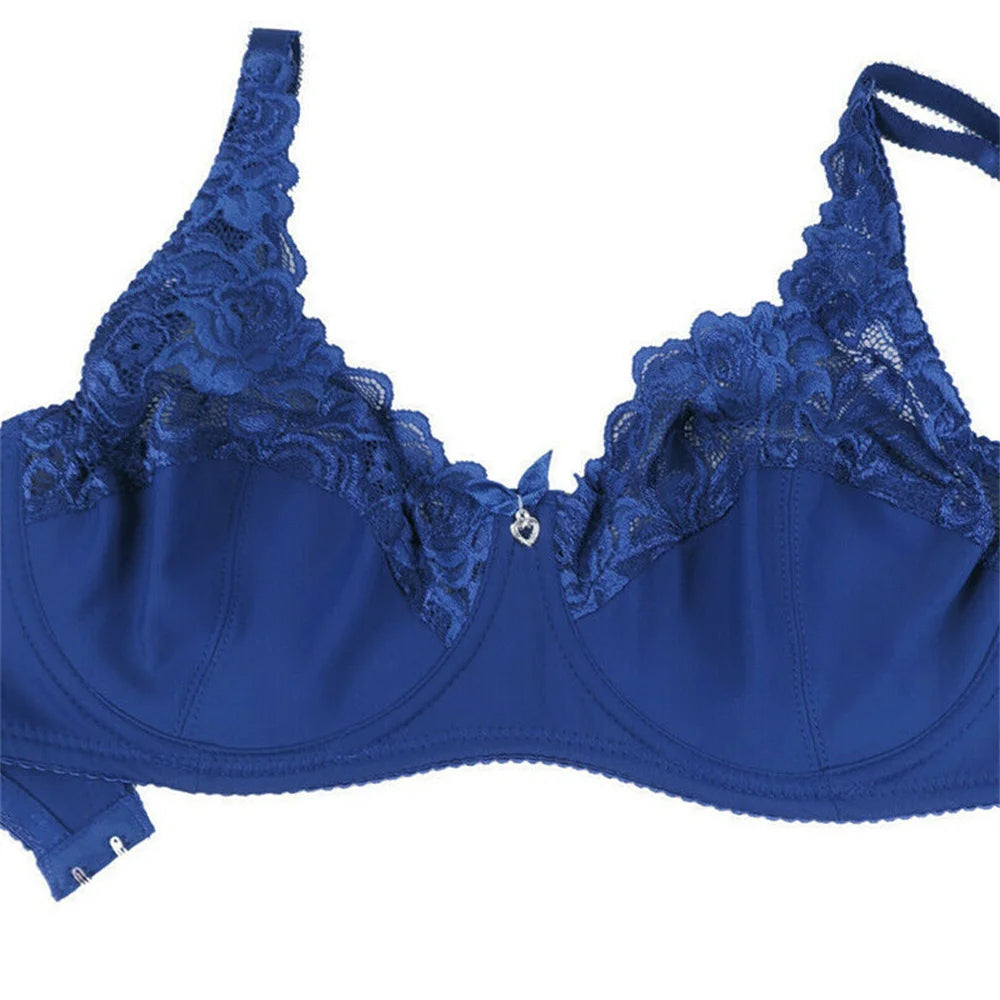BCHRAYIUP Women's Underwired Non Padded Bra Sexy Sheer Lace Plunge Soft Cups Comfort Bra 34 36 38 40 42 44 B C D E