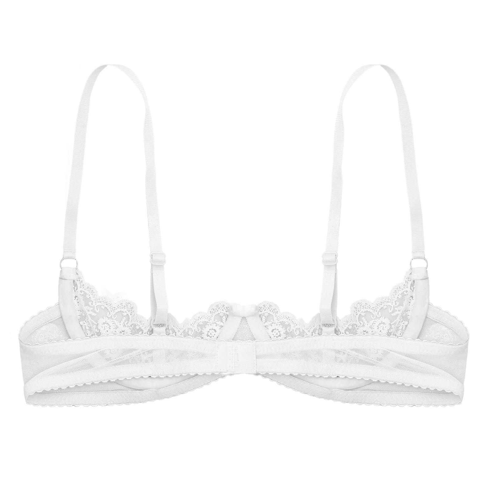 Sexy Womens Sheer Floral Lace Underwired Bra Underwear Unlined Brassiere Lingerie Bare Breast Exposed Open Nipples Bra Tops