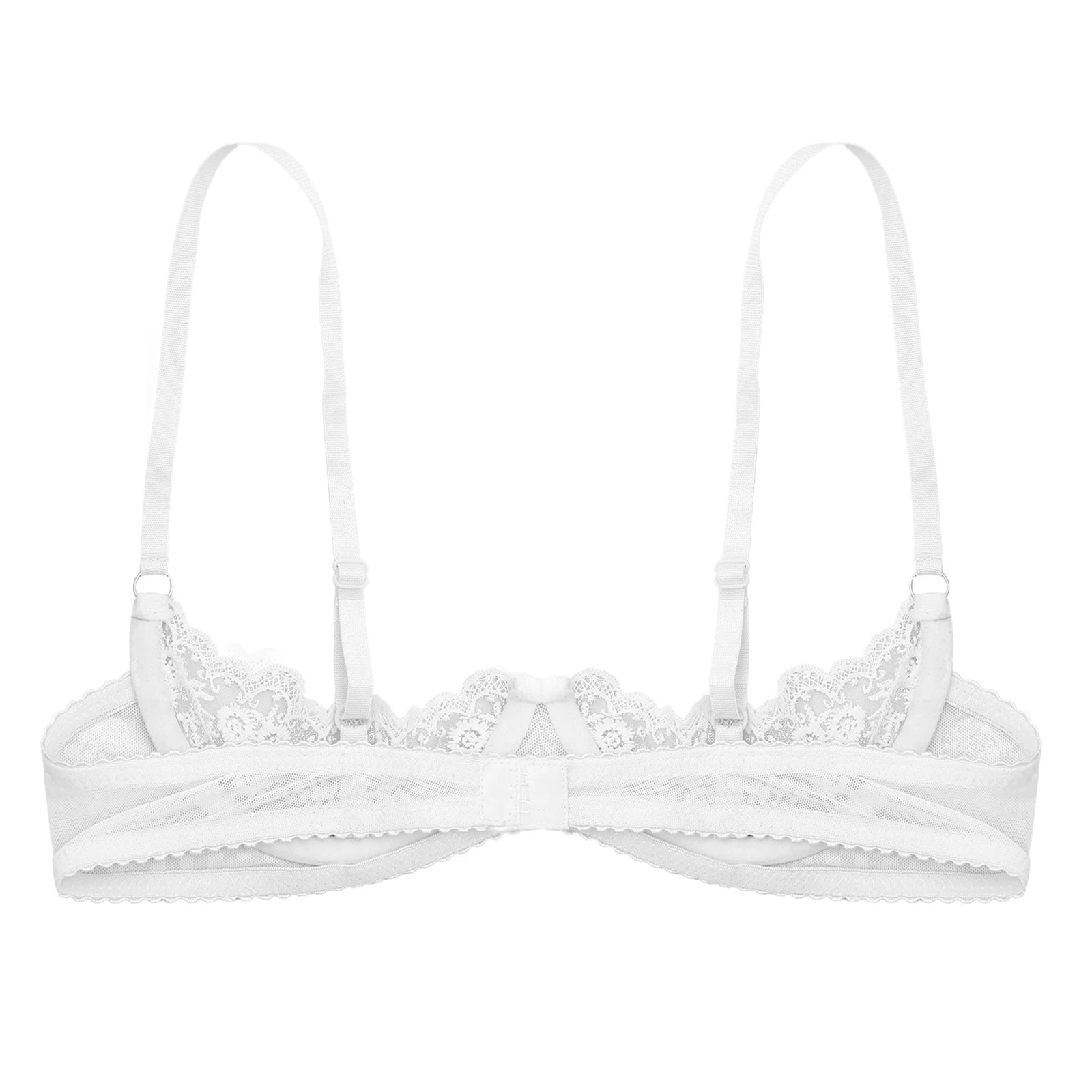 Women Sexy Half Cup Bras Open Nipple Lingerie Bra Top Sheer Floral Lace Underwired Underwear Adjustable Straps Unlined Brassiere