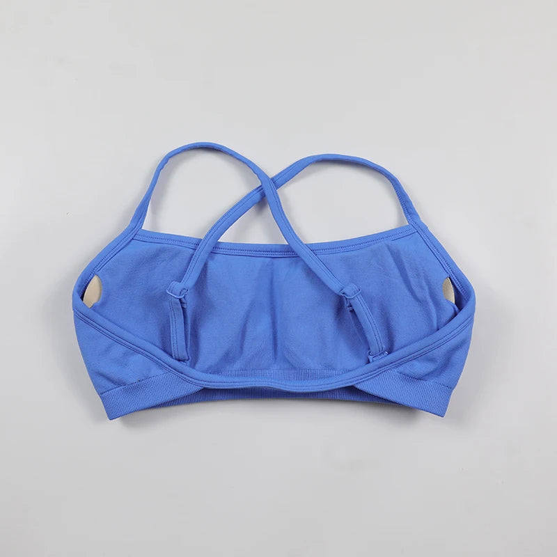 Women's Sports Bras For Running Push Up Seamless Yoga Bra Adjustable Straps Cross Back Fitness Athletic Bra Tops