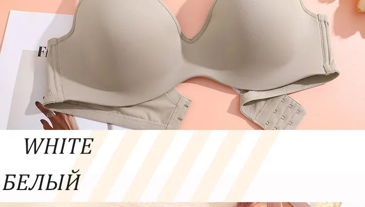 FINETOO Sexy Women Plus Size Underwire Full Coverage Unlined Seamless Bra Wide Straps Wireless Bras for Women Push Up Brassiere