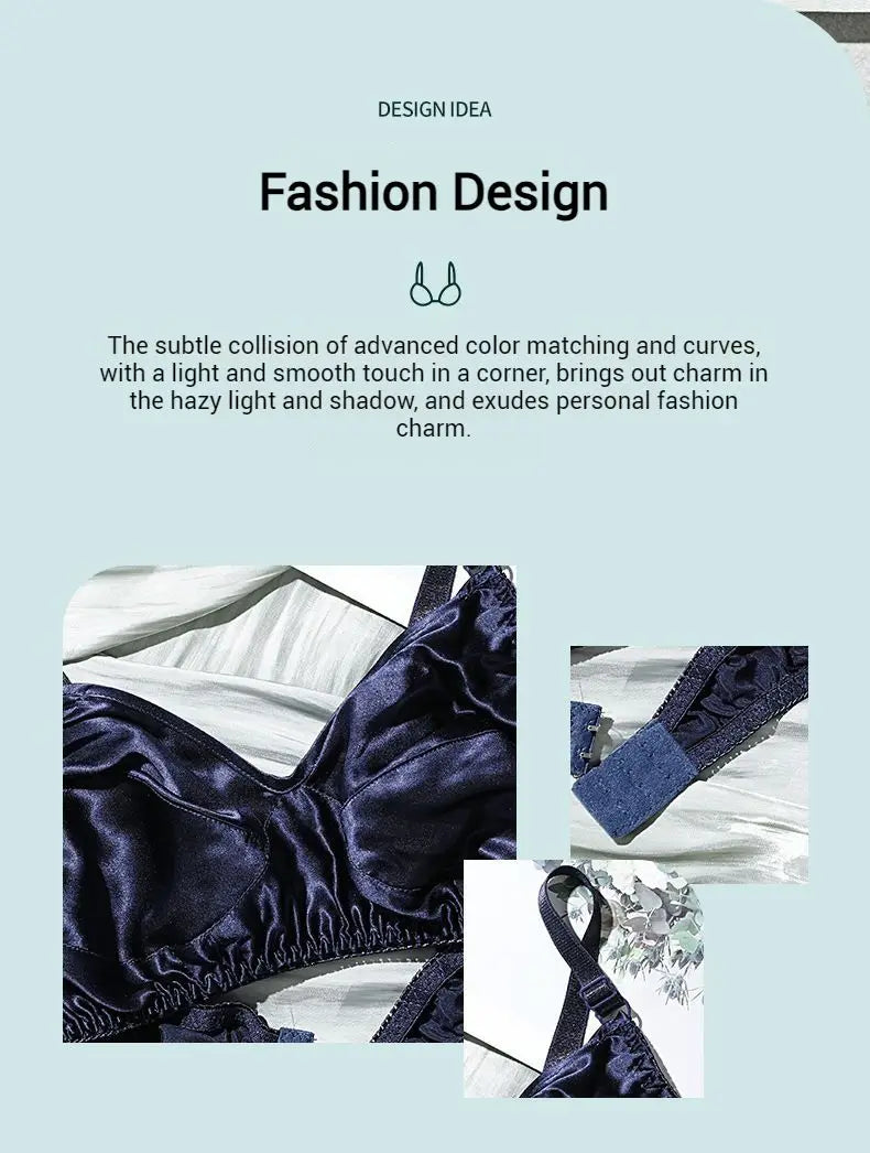Double-layer Silk Bra Without Underwire, Big Breast, Lightweight Full Coverage Non Padded Brassiere Minimizer Underwear Women
